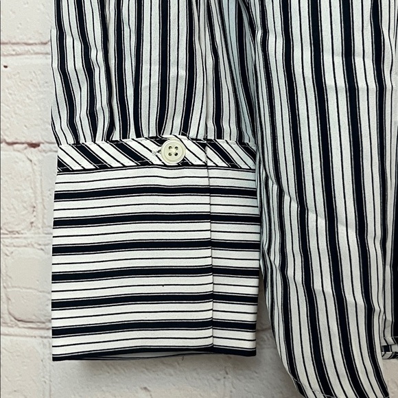 LOFT Striped Crossover Back Yoke Utility Blouse - Picture 10 of 16